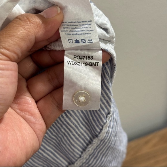 Faherty Medium Striped Isha Linen Mini Dress Relaxed Lagenlook Beach Resortwear - Picture 6 of 9